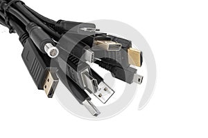 Various Plugs and Jacks with USB, HDMI, DisplayPort,