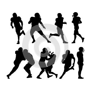 Various poses of american Football Players Silhouettes
