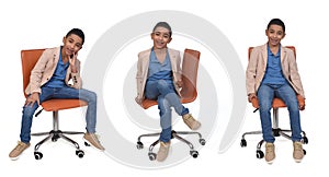 Various poses on same boy on white background