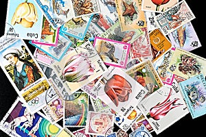 Various postage stamps from around the world.