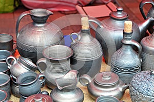 Various pottery made of clay