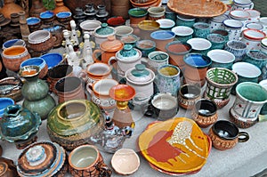 Various pottery made of clay