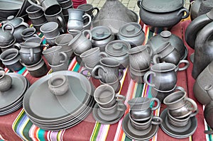 Various pottery made of clay