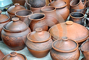 Various pottery made of clay