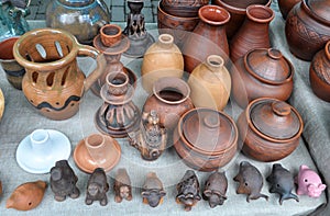 Various pottery made of clay