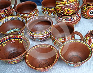 Various pottery made of clay