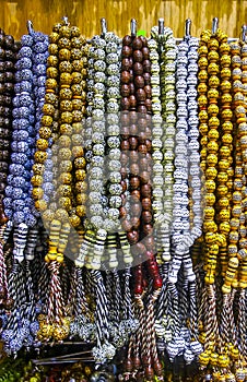 Various Prayer Beads, souvenir for pilgrims during hajj and umra in Mecca, Saudi Arabia.