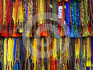 Various Prayer Beads, souvenir for pilgrims during hajj and umra in Mecca, Saudi Arabia.