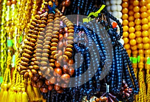 Various Prayer Beads, souvenir for pilgrims during hajj and umra in Mecca, Saudi Arabia. photo