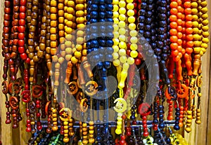 Various Prayer Beads, souvenir for pilgrims during hajj and umra in Mecca, Saudi Arabia. photo