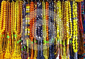 Various Prayer Beads, souvenir for pilgrims during hajj and umra in Mecca, Saudi Arabia. photo