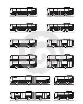 Various public transport buses