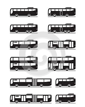 Various public transport buses