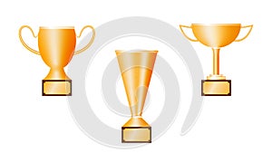 various realistic golden trophy