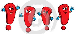 Various red exclamations