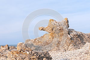 Rock formations on the island of FÃÂ¥rÃÂ¶, Langhammars RaukomrÃÂ¥de, Sweden, Gotland, Europe photo