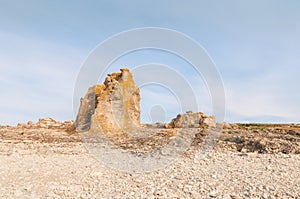 Rock formationson on the island of FÃÂ¥rÃÂ¶, Langhammars RaukomrÃÂ¥de, Sweden, Gotland, Europe photo
