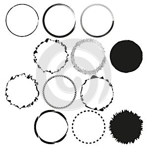 Various round frames collection. Vector black circle designs.