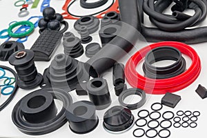 Various rubber products and sealing products at the exhibition s photo