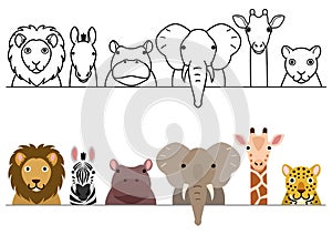 Various safari animals border set