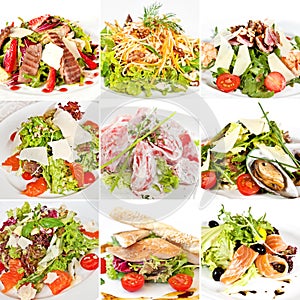 Various salads collage