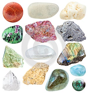 Various samples on natural mineral rocks isolated