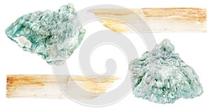 various samples of raw brucite minerals isolated