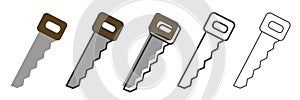 Various saws. Carpentry tool icon collection. Carpentry tools thin line