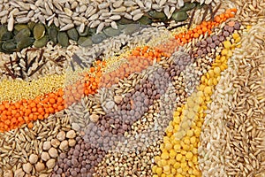 Various seeds and grains