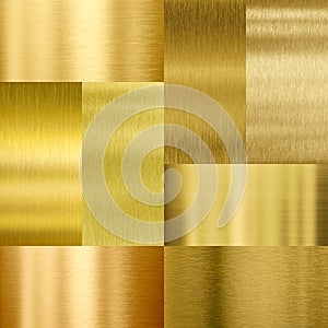 various set of brushed gold metal textures