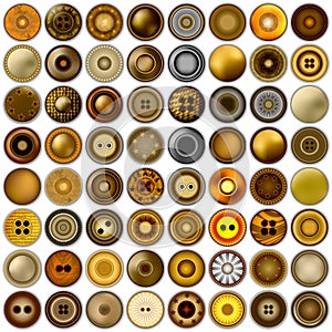 Various sewing buttons isolated on white. Mega set of realistic metal round button set. 3d illustration. vector.