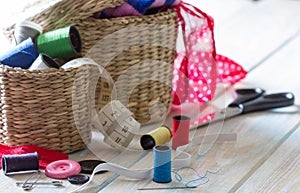 Various sewing utensils - tailor background