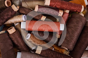 Various shades of brown threads