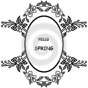 Various shape of hello spring background, with simple foliage flower frame. Vector