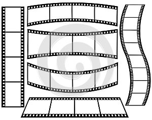 Various Shaped Film strips on White Background