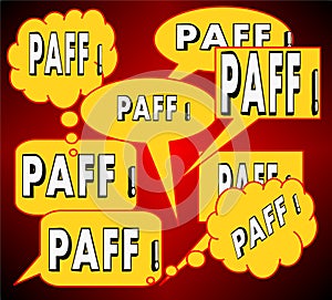 Various shapes of PAFF! speech cloud bubbles