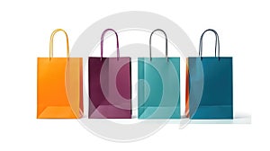 Various shopping bags, Set of colorful empty shopping bags isolated on white background