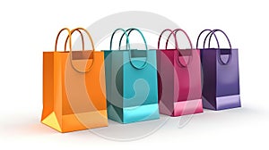 Various shopping bags, Set of colorful empty shopping bags isolated on white background
