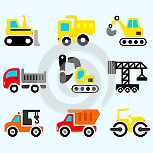 Various simple vector illustration of construction machine