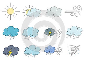 Various simplistic weather illustrations