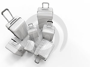 Various size of white luggages