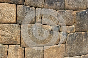 Close-up Detail of Inca Ashlar Wall Precise Stone Block Jointing, Machu Picchu, Peru