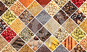 Various spice seeds collage