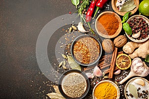 Various spices and herbs for cooking