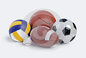 Various sports balls. Sports Equipment