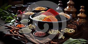 Various Sri Lankan spices on a table