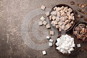 Various sugar in bowls