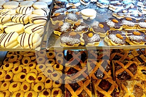 Various sweet pastries, biscuits for sale