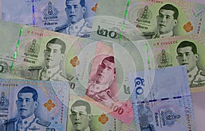 Various of Thai bank notes.