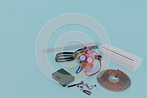 Consumables, air conditioner and installation tool 3d photo